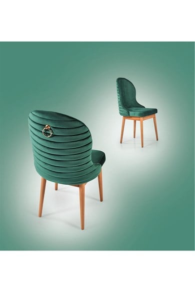 Sandalyeler  Ahşap Ayak Yeşil Renk Silinebilir Kumaşlı Sandalye